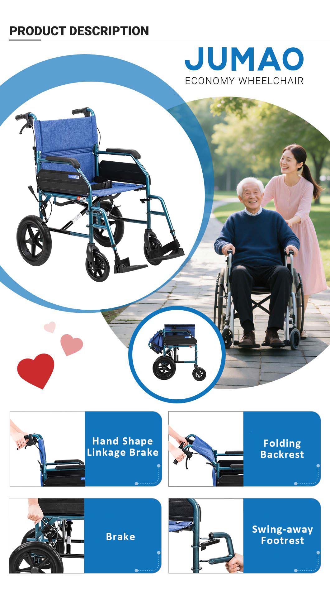 Manual Wheelchair W42A Features