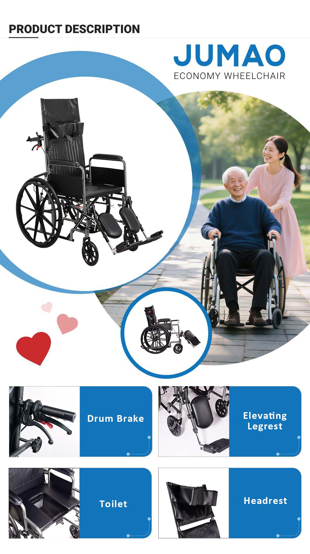 Manual Wheelchair W70B Features